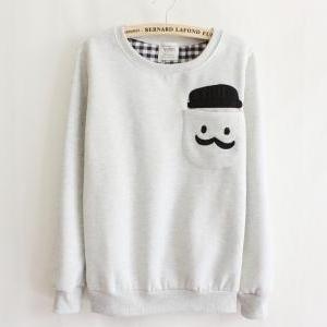 Grey Thickened Cashmere Fashion Doll Head Sweater