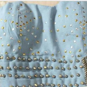 Lace Collar Denim Rivet Irregular Dress
