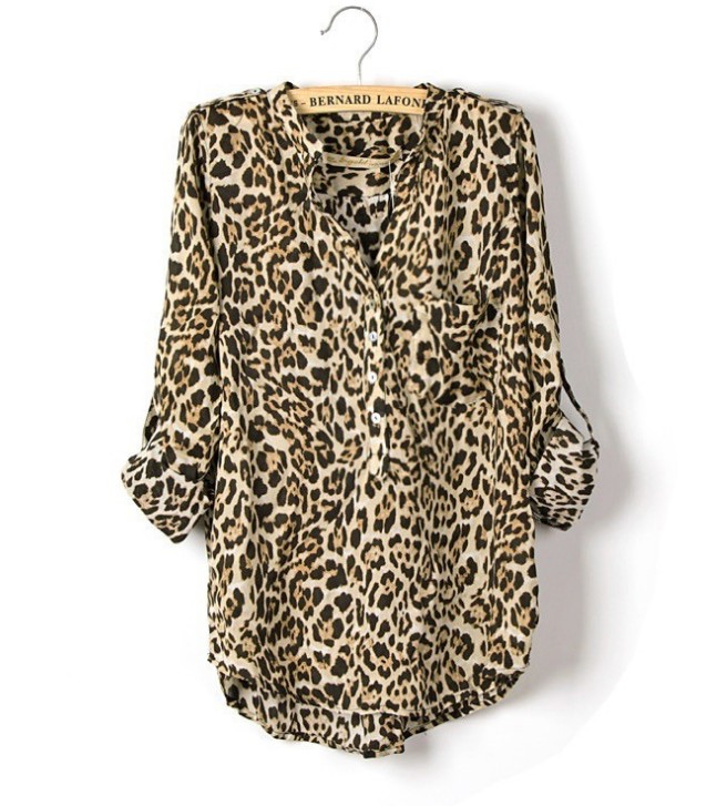 Leopard Chiffon Blouse Shirt