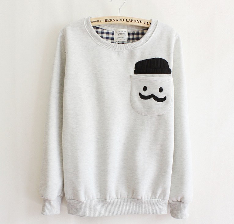 Grey Thickened Cashmere Fashion Doll Head Sweater